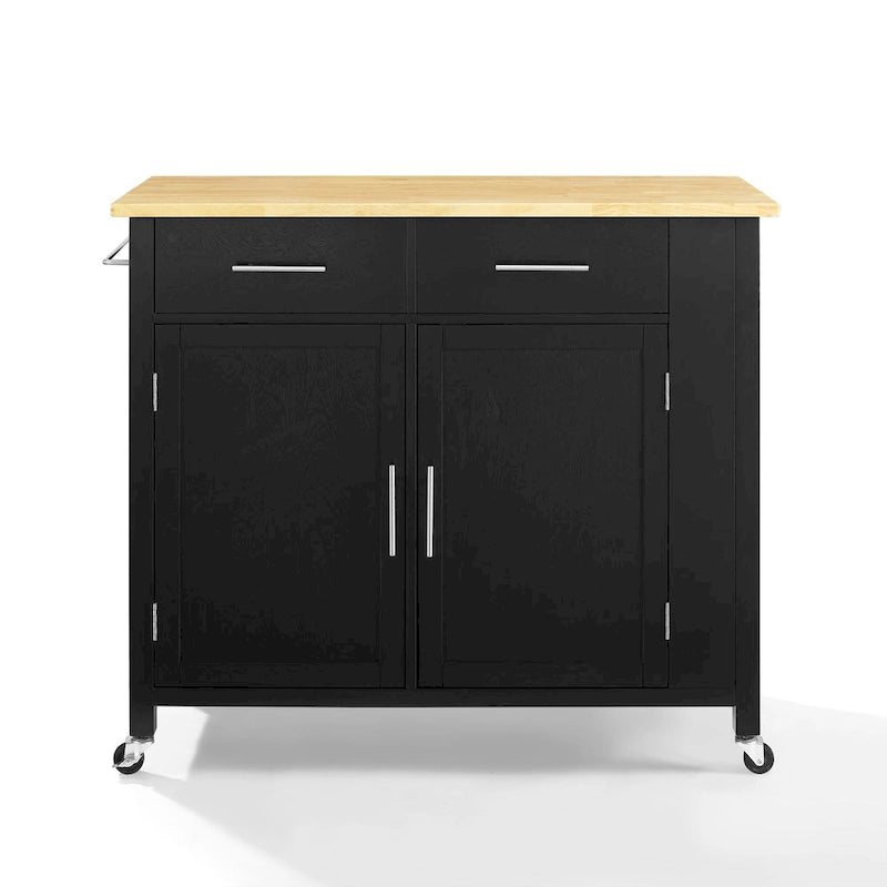 Chariot de cuisine avec plateau en bois - 94 cm H x 106,7 cm L x 46,4 cm P