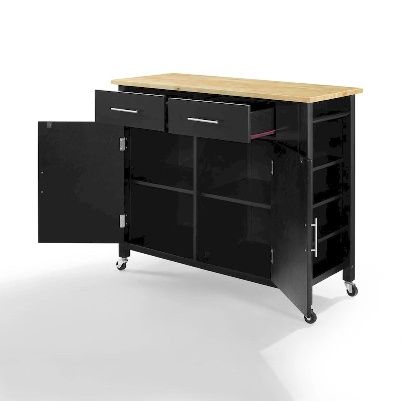 Chariot de cuisine avec plateau en bois - 94 cm H x 106,7 cm L x 46,4 cm P