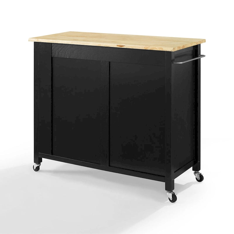 Chariot de cuisine avec plateau en bois - 94 cm H x 106,7 cm L x 46,4 cm P