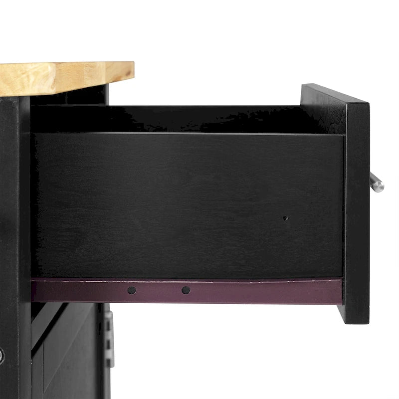 Chariot de cuisine avec plateau en bois - 94 cm H x 106,7 cm L x 46,4 cm P