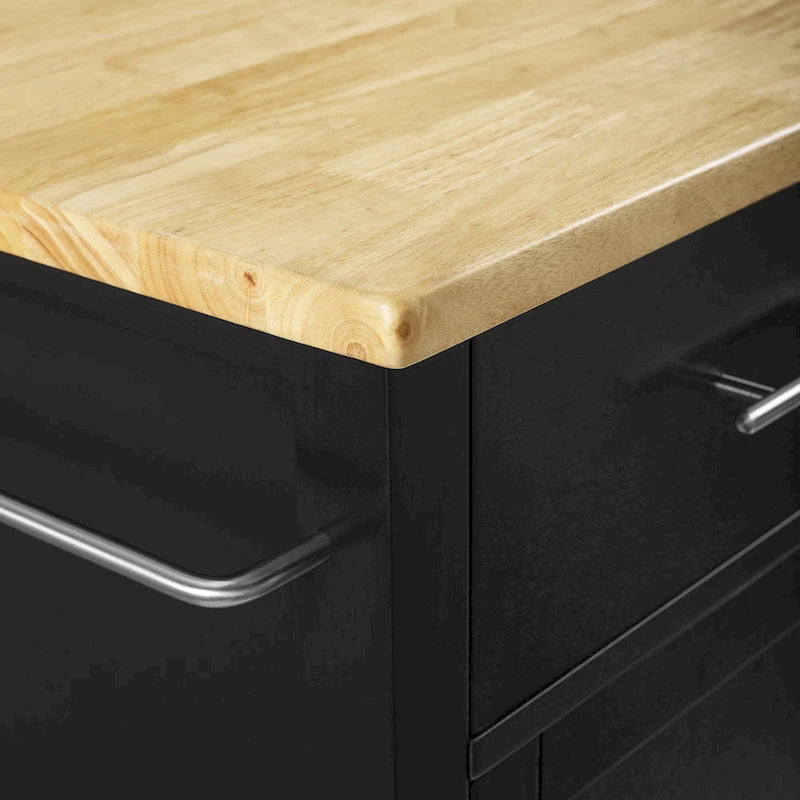 Chariot de cuisine avec plateau en bois - 94 cm H x 106,7 cm L x 46,4 cm P