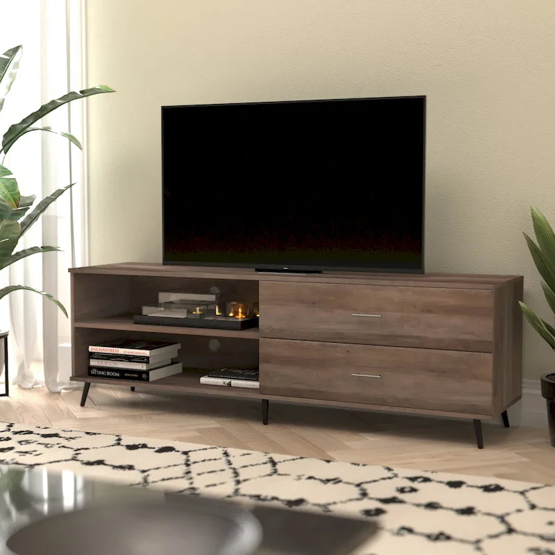 Meuble TV pour téléviseurs jusqu'à 60 pouces avec étagère réglable et tiroirs de rangement