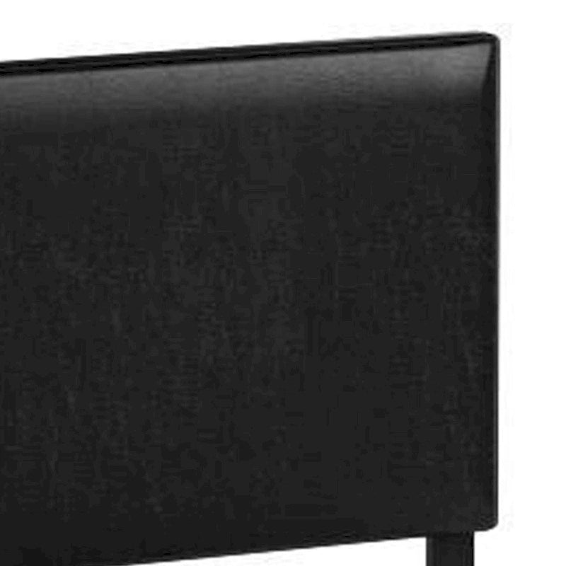 Lit King Size, Bois, Clous décoratifs, Tête de lit rembourrée, Noir
