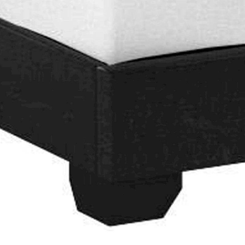 Lit King Size, Bois, Clous décoratifs, Tête de lit rembourrée, Noir
