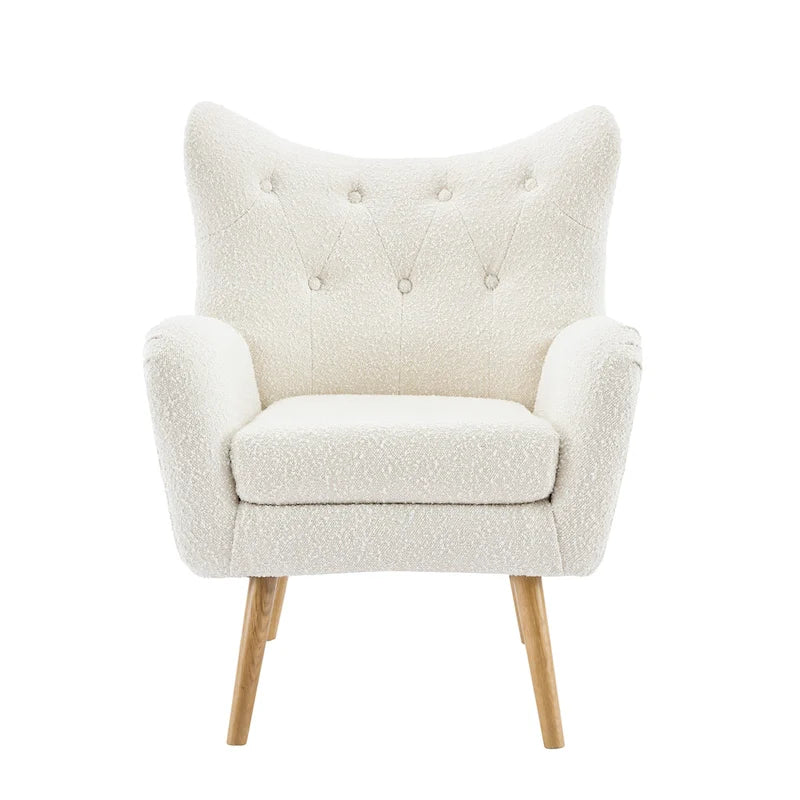 Fauteuil Club Capitonnage Boucle Amande avec Dossier Haut par