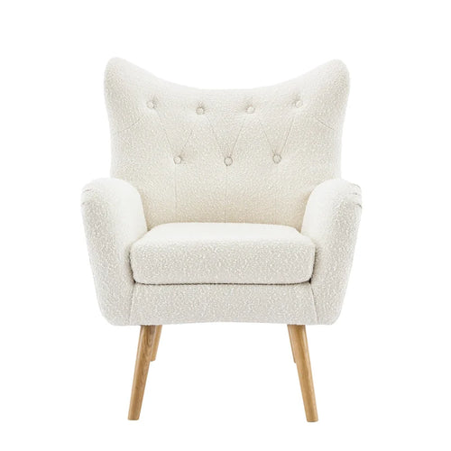 Fauteuil Club Capitonnage Boucle Amande avec Dossier Haut par
