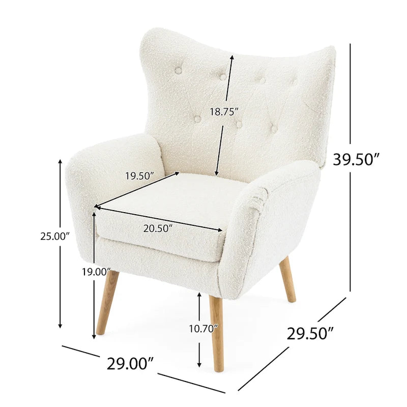 Fauteuil Club Capitonnage Boucle Amande avec Dossier Haut par