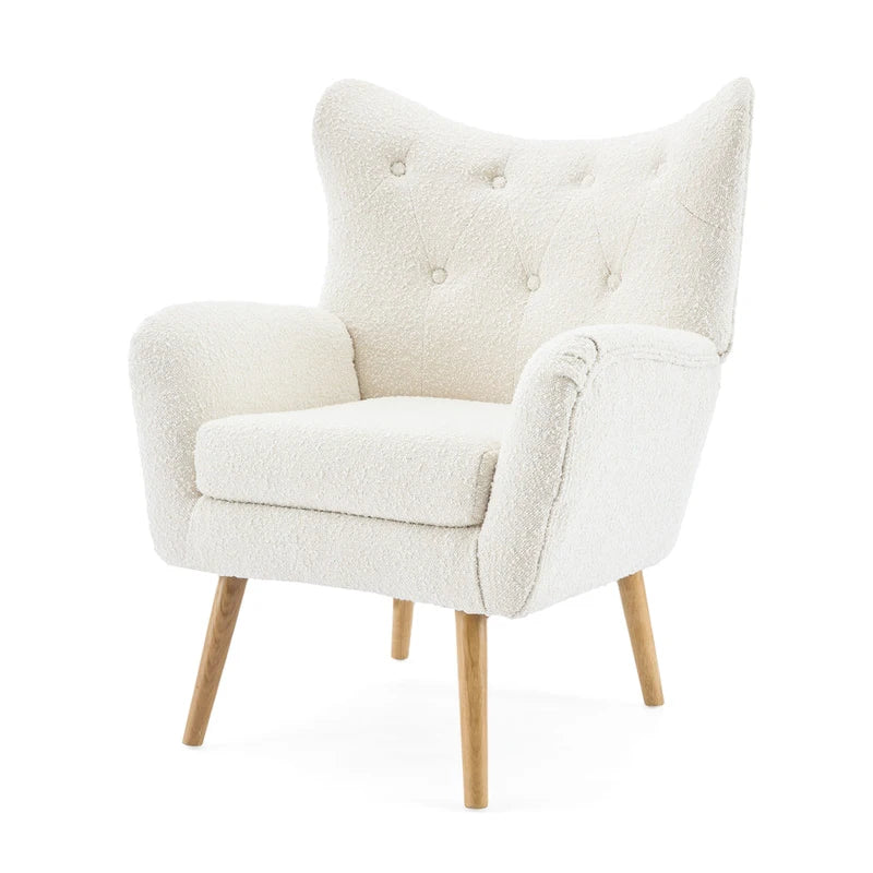 Fauteuil Club Capitonnage Boucle Amande avec Dossier Haut par