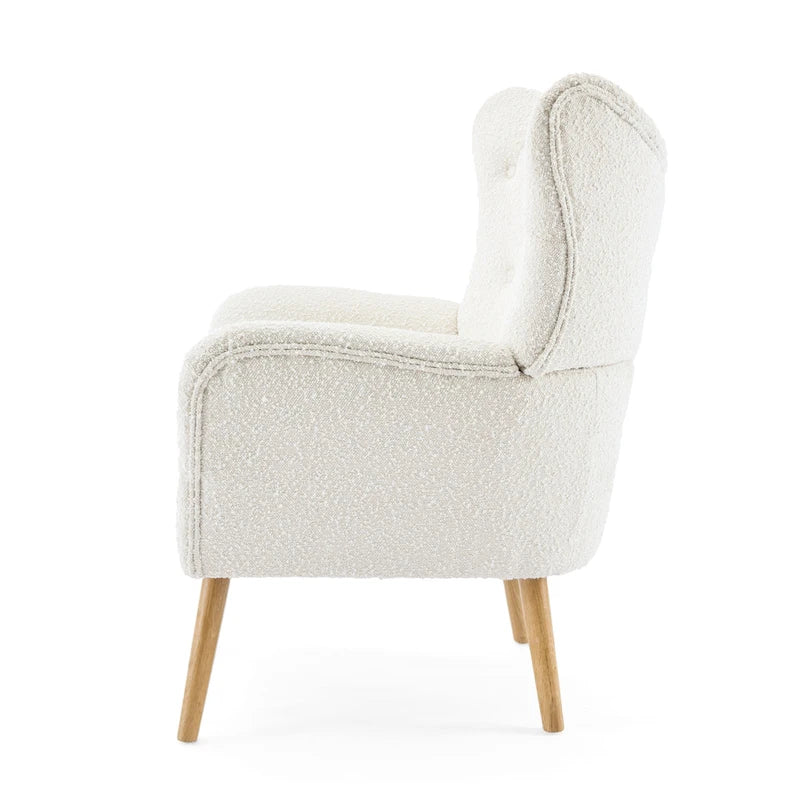 Fauteuil Club Capitonnage Boucle Amande avec Dossier Haut par