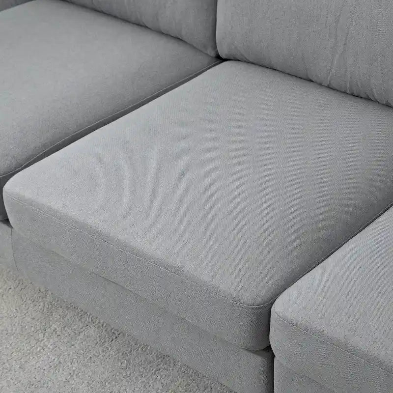 Canapé d'angle en tissu avec canapé-lit réversible, canapé d'angle moderne en forme de L avec oreillers, pieds en bois