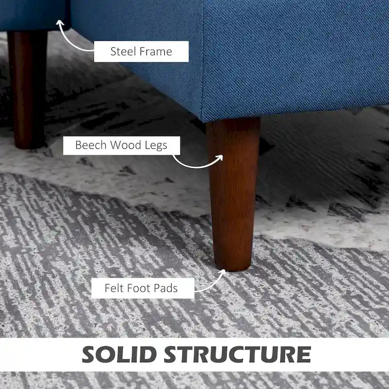 Canapé d'angle en tissu avec canapé-lit réversible, canapé d'angle moderne en forme de L avec oreillers, pieds en bois