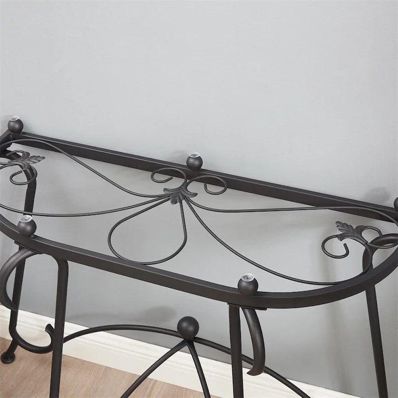 Table basse en verre trempé avec cadre en métal