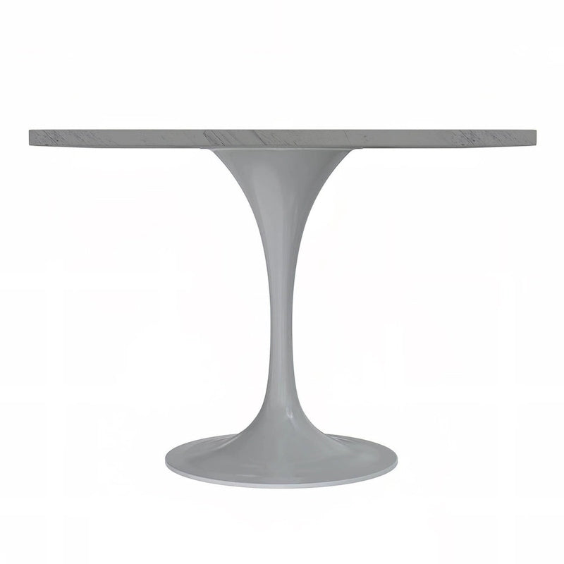 Table à manger carréeavec plateau en résine et piètement en acier blanc pour cuisine et salle à manger