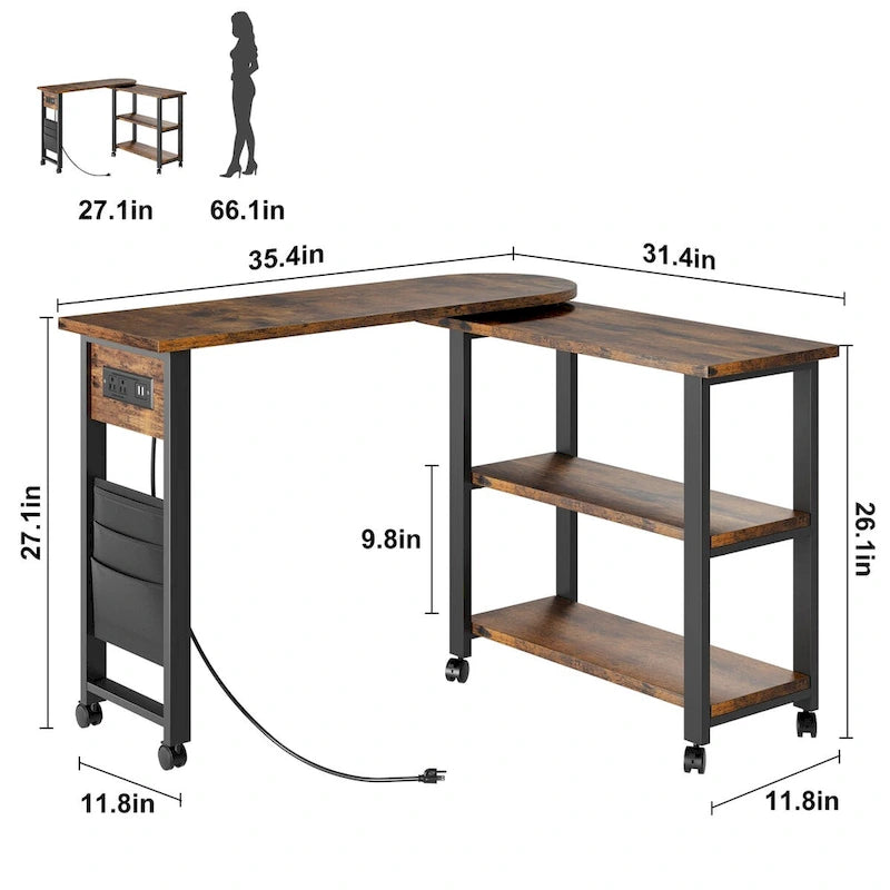 Table d'appoint pivotante avec station de recharge