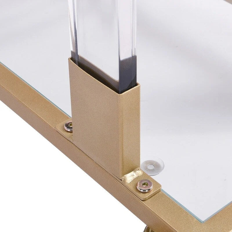 Table d'appoint C moderne contemporaine, table de chevet avec plateau en verre trempé, structure en acier et acrylique, roulettes verrouillables