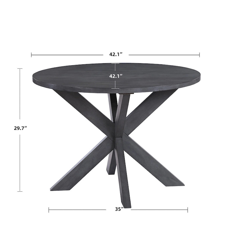 Table à manger ronde à piètement en X style ferme de 42 po de diamètre