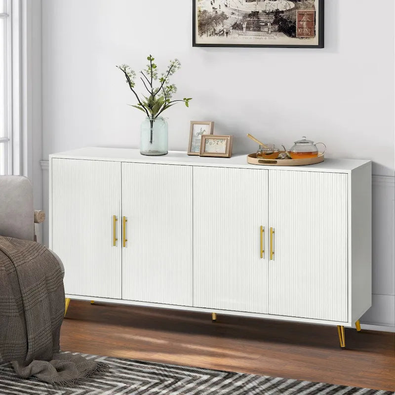 Meuble de rangement en bois Accent à quatre portes avec étagères réglables