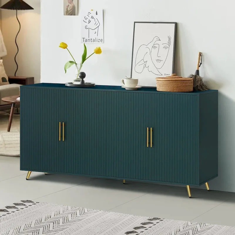 Meuble de rangement en bois Accent à quatre portes avec étagères réglables