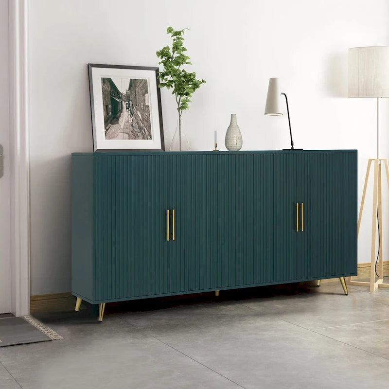 Meuble de rangement en bois Accent à quatre portes avec étagères réglables