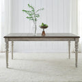 Table à pieds rectangulaires  blanc antique et gris patiné
