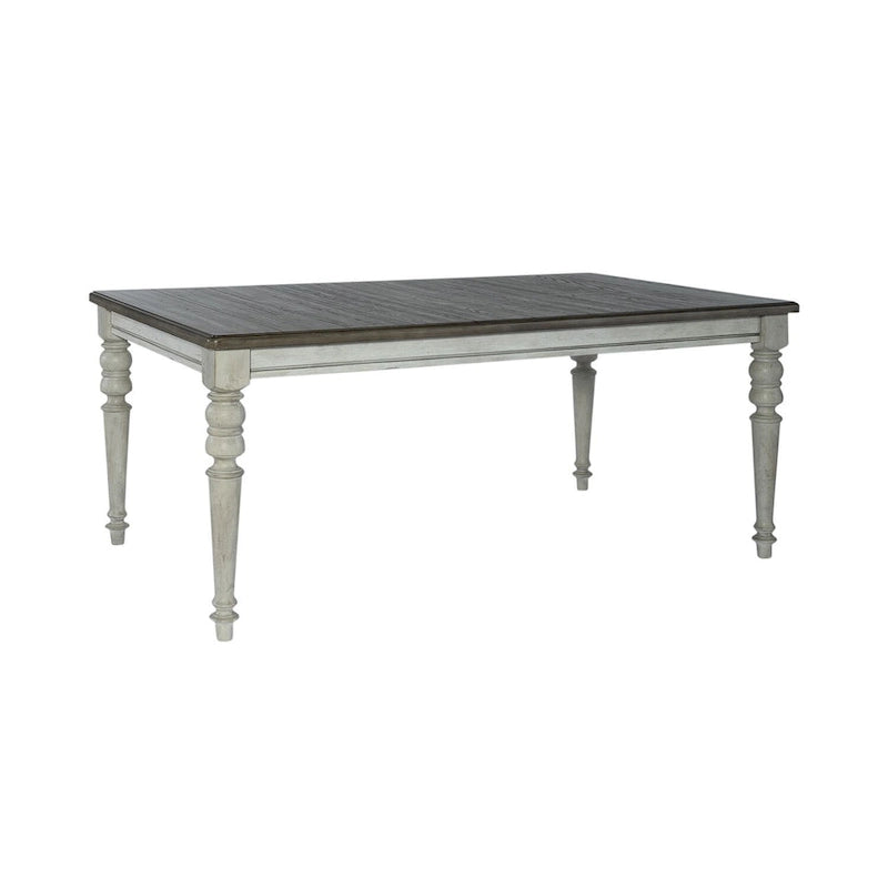 Table à pieds rectangulaires  blanc antique et gris patiné