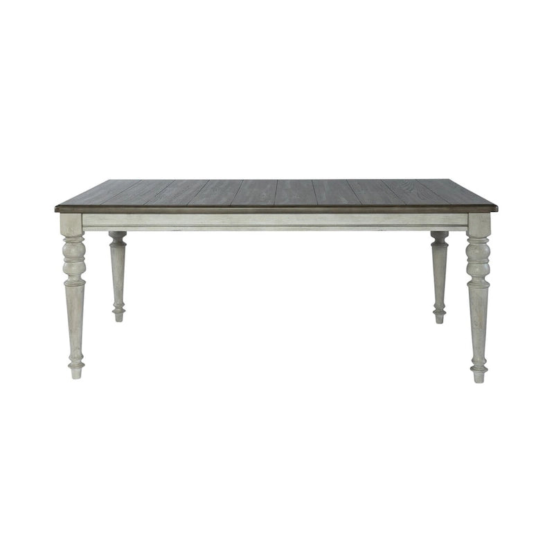 Table à pieds rectangulaires  blanc antique et gris patiné