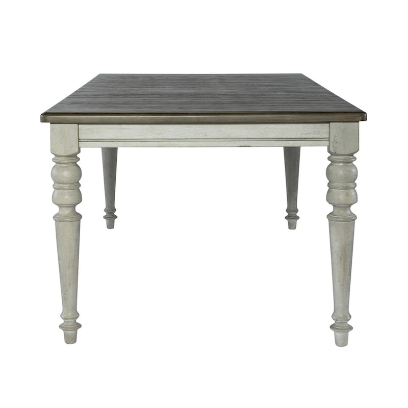 Table à pieds rectangulaires  blanc antique et gris patiné
