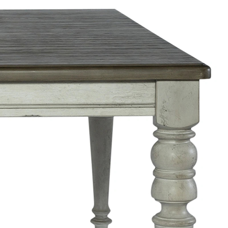 Table à pieds rectangulaires  blanc antique et gris patiné