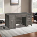 Wim 60 Inch 4 Drawer Lift Top Office Desk, 2 Pull Out Trays, Weathered Gray